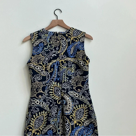 J. McLaughlin Devon Sleeveless Crew Neck Embroidered Bainbridge Dress Paisley - Picture 9 of 13